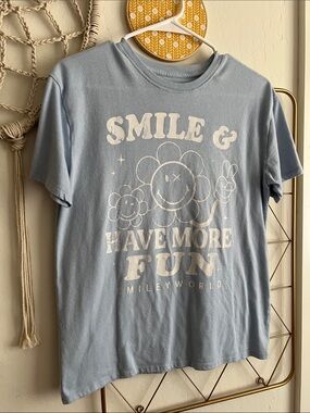 L (10/12) | SmileyWorld Kids "Smile & Have More Fun" Graphic Tee - Light Blue